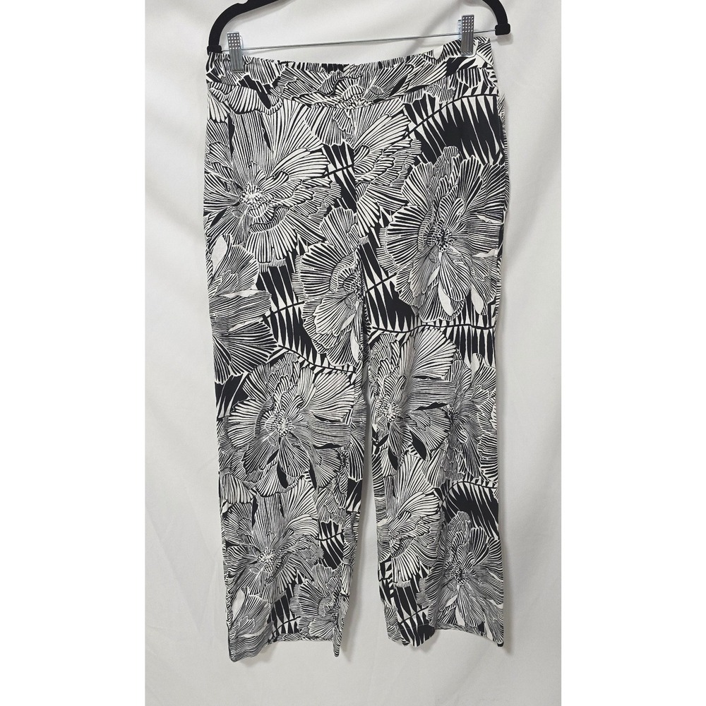 Chico's women 8 linen blend pull on straight ankle floral vacation resort